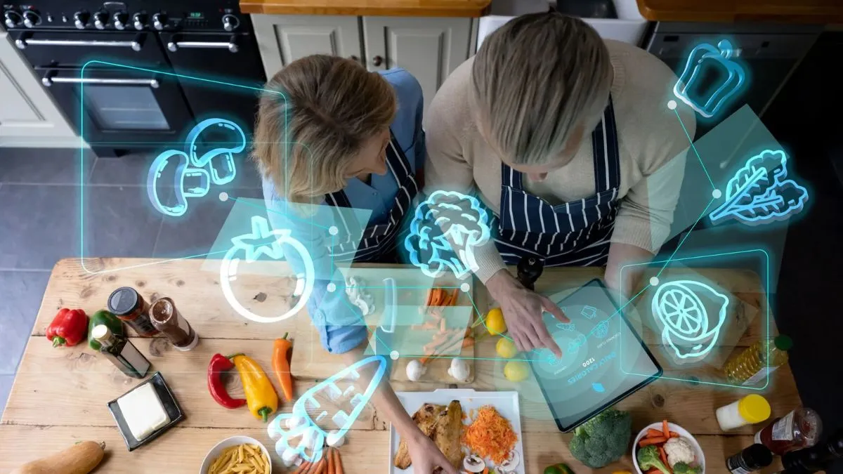 Hands holding a digital neuron heart